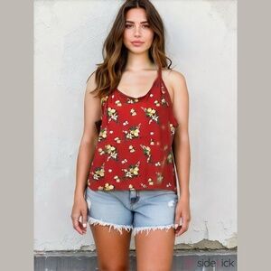 K Jordan Womans Red Floral Cami Yellow White Daisy Plus Size 5X Summer Feminine